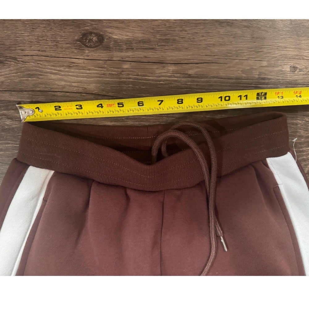 Wilo The Label Espresso Brown Wide Leg Side Stripe Sweatpants Small NWT - Picture 9 of 11